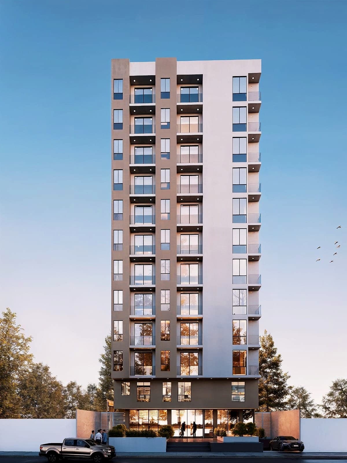 Rendered facade of Torre Jericó in Sarcobamba, Cochabamba