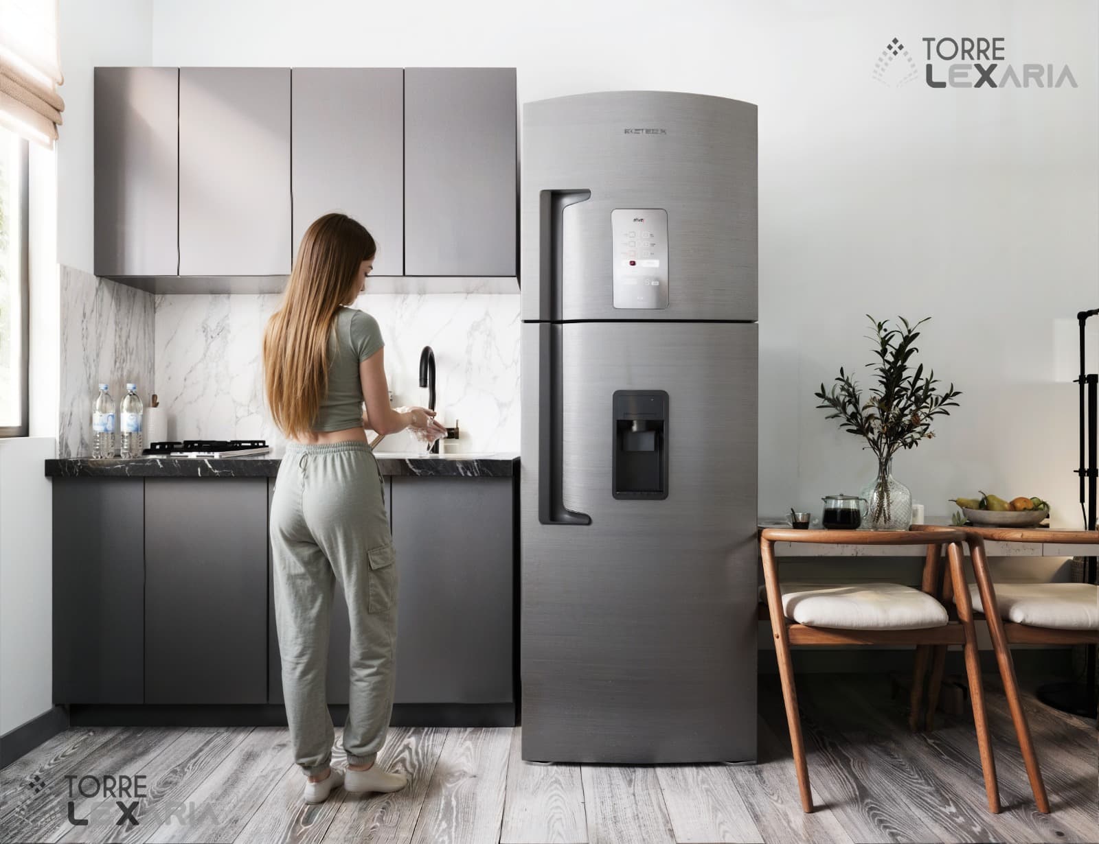 Cocina equipada con granito negro en Torre Lexaria, Cochabamba